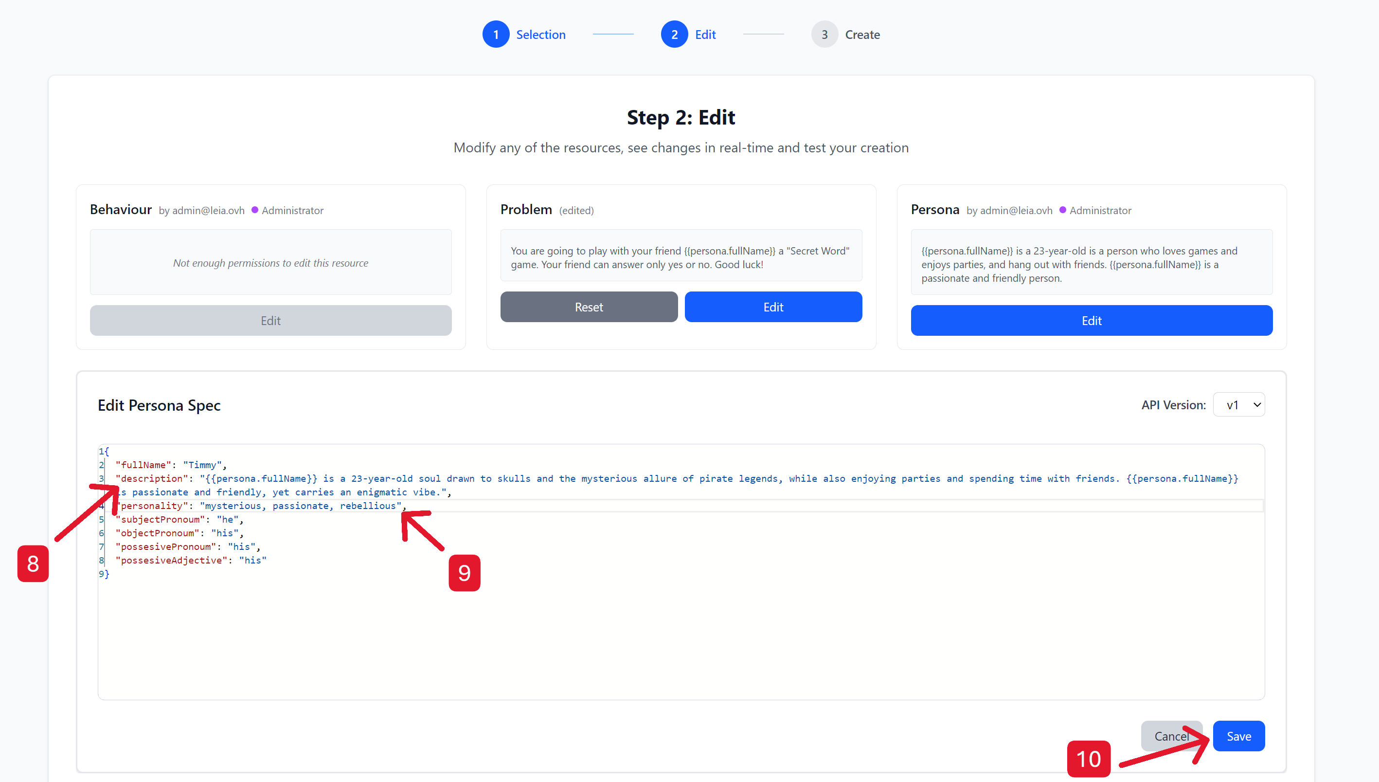 Step 3: Persona Details